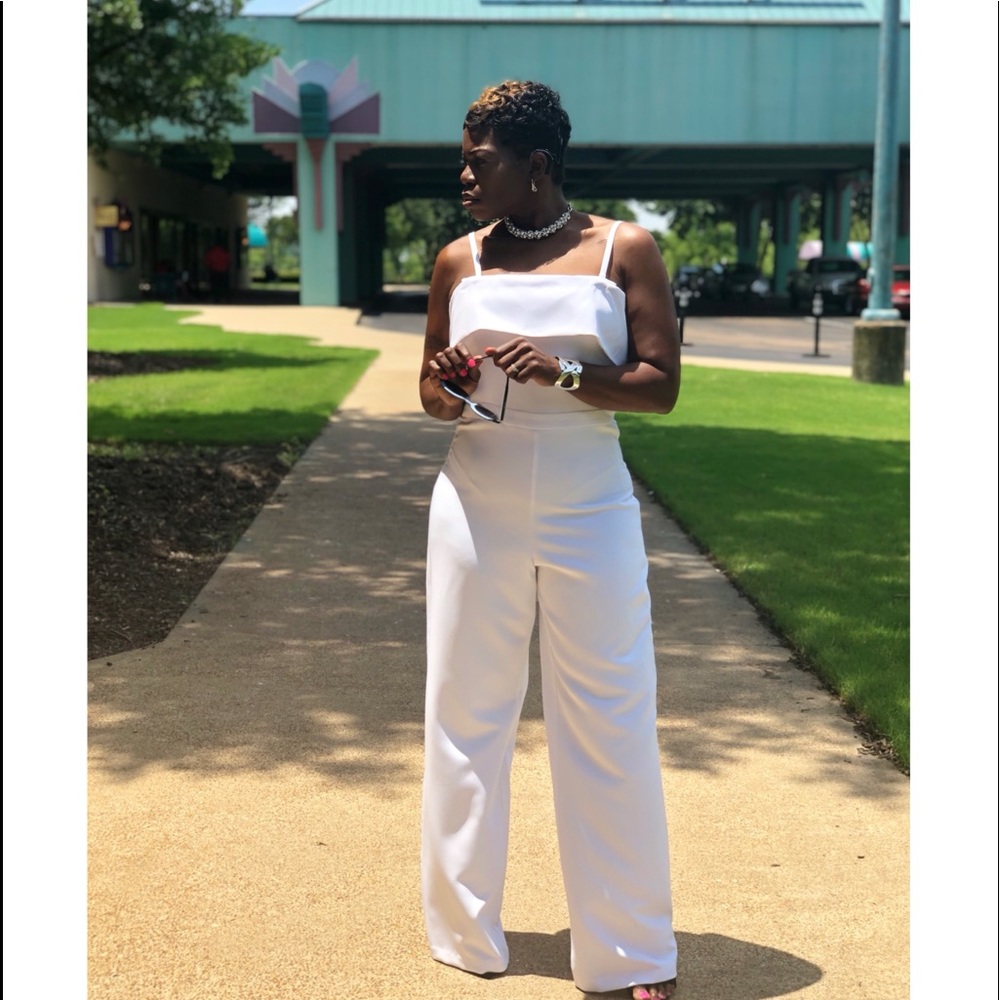 White spaghetti strap Jumpsuit